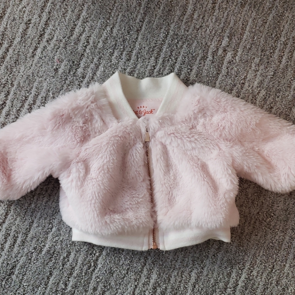 Newborn pink fur bomber jacket